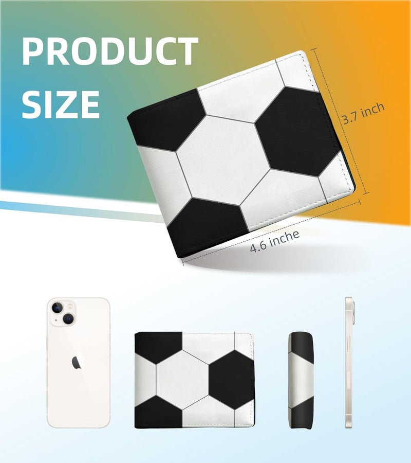 WRIGAEL Credit Card Holder Wallet Rfid Blocking Kids Boys Bifold Teen Cool Cute for Cash with ID Window Cardholder Teenage Teenager, Soccer - Image 2
